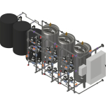 Excalibur industrial PLC triplex water softener - angle view