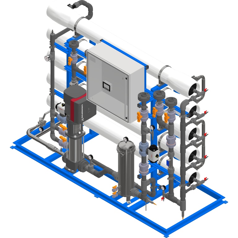 Excalibur industrial PLC SFINP reverse osmosis system - angle view